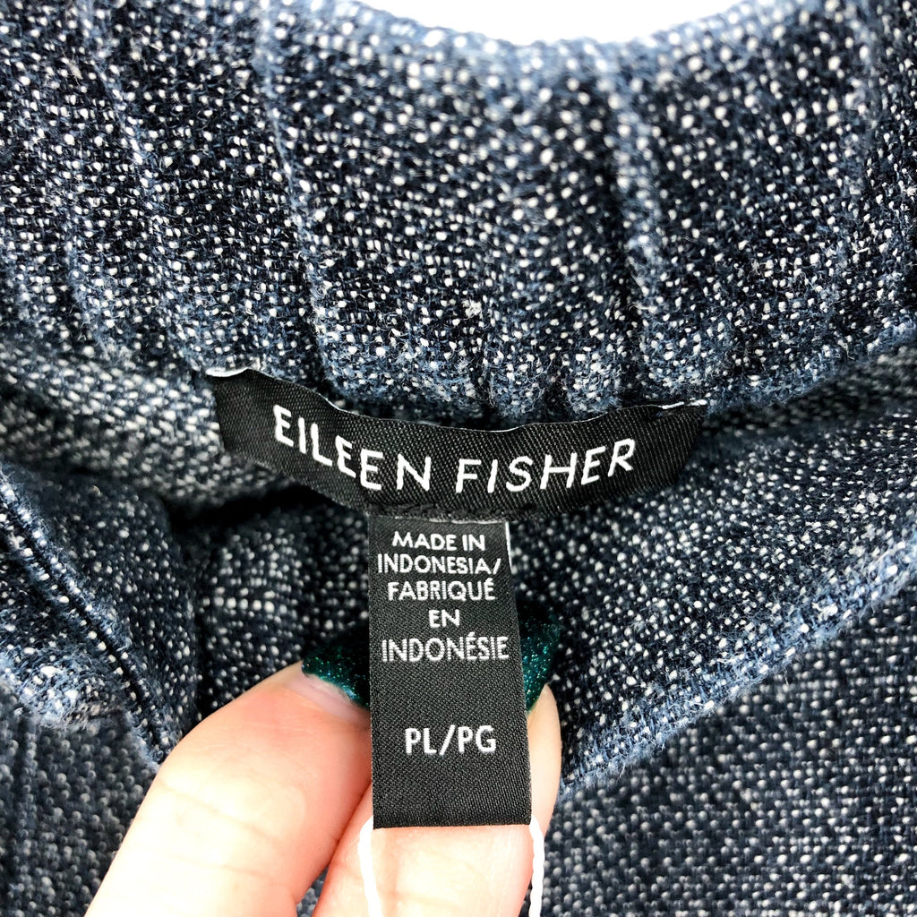 EILEEN FISHER Women's Tweedy Hemp Cotton Wide-Leg Pant Large PETITE Denim NWT