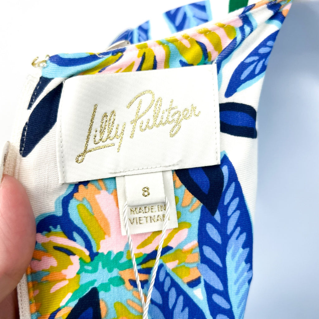 LILLY PULITZER Womens Wexlee Print Dress Size 8 White Green Golden Hour Glam NWT