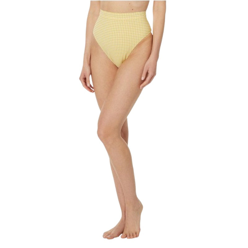 MADEWELL Prawn High-rise Bikini Bottom XL Yellow Chamomile Tea Seersucker NWT
