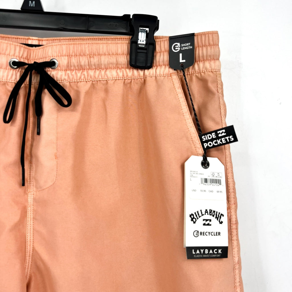 BILLABONG Men's All Day Layback Boardshort Large Orange Dusty Melon Overdyed NWT