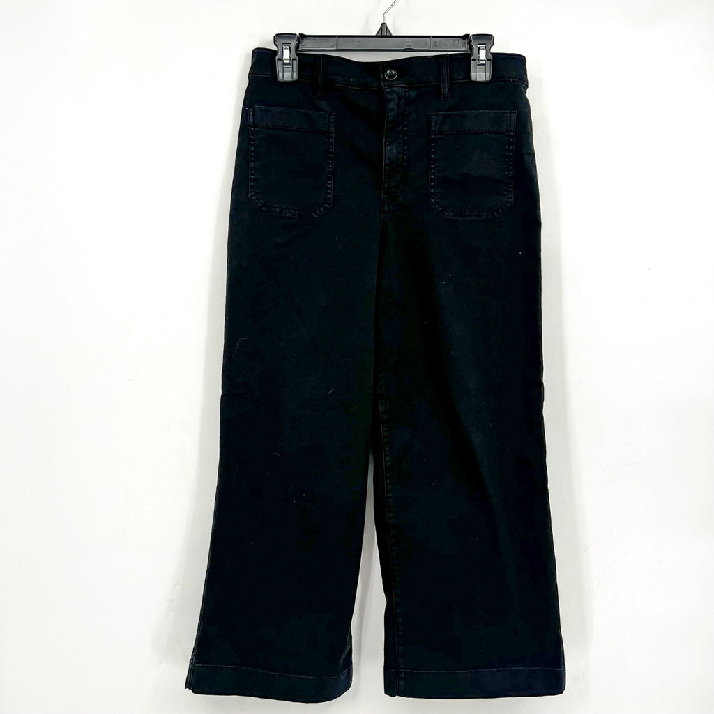 LAUREN RALPH LAUREN Womens Wide Leg Cropped Pants Size 2 Black Stretch Chino NWT