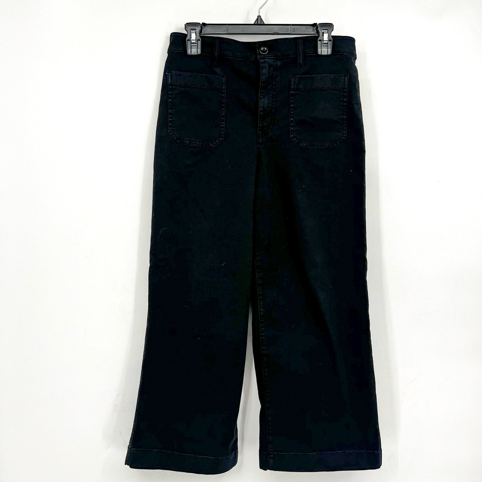 LAUREN RALPH LAUREN Womens Wide Leg Cropped Pants Size 2 Black Stretch Chino NWT
