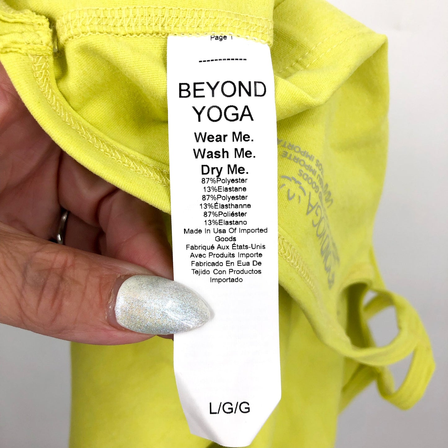 BEYOND YOGA Spacedye Slim Racerback Cropped Tank Large Neon Yellow NWT