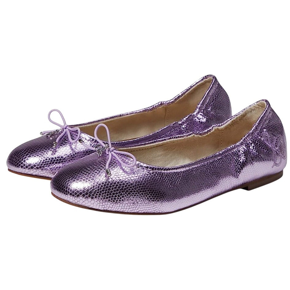 Sam Edelman Kids Felicia Ballet Flats Size 3 M EU 35 Lilac Metallic Leather NIB