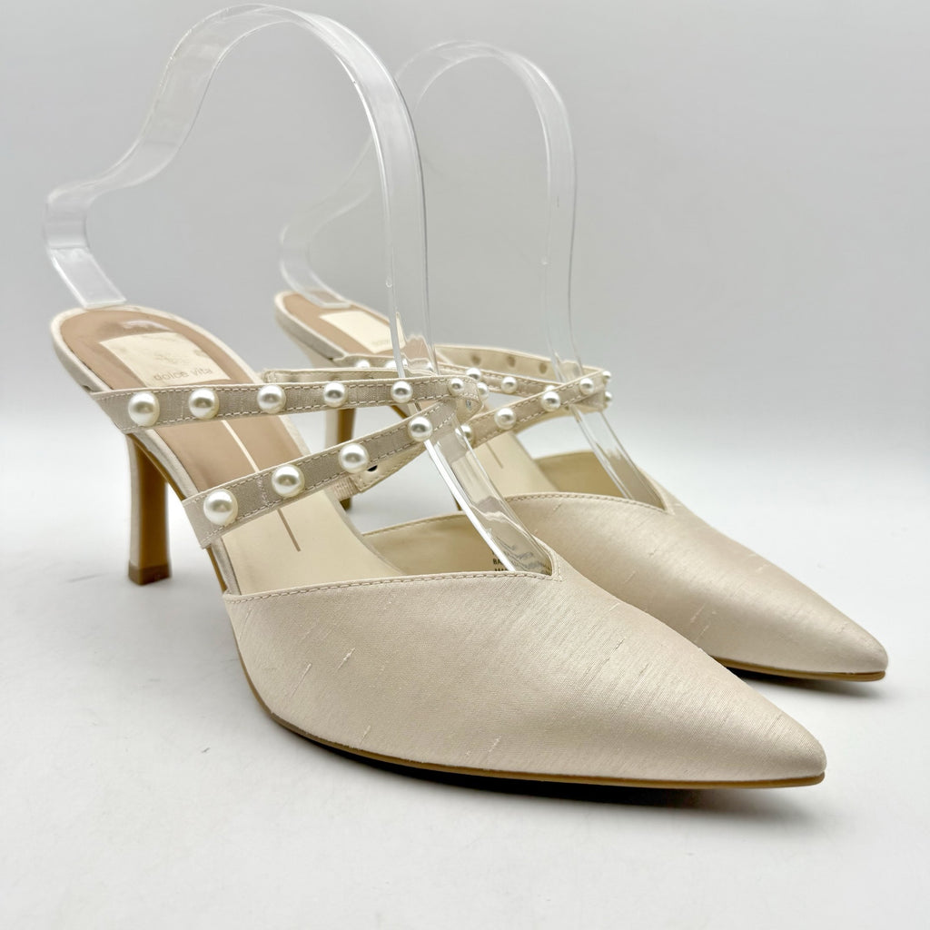 Dolce Vita Womens Hanna Mules US 8 M Ivory Satin Slip On NIB