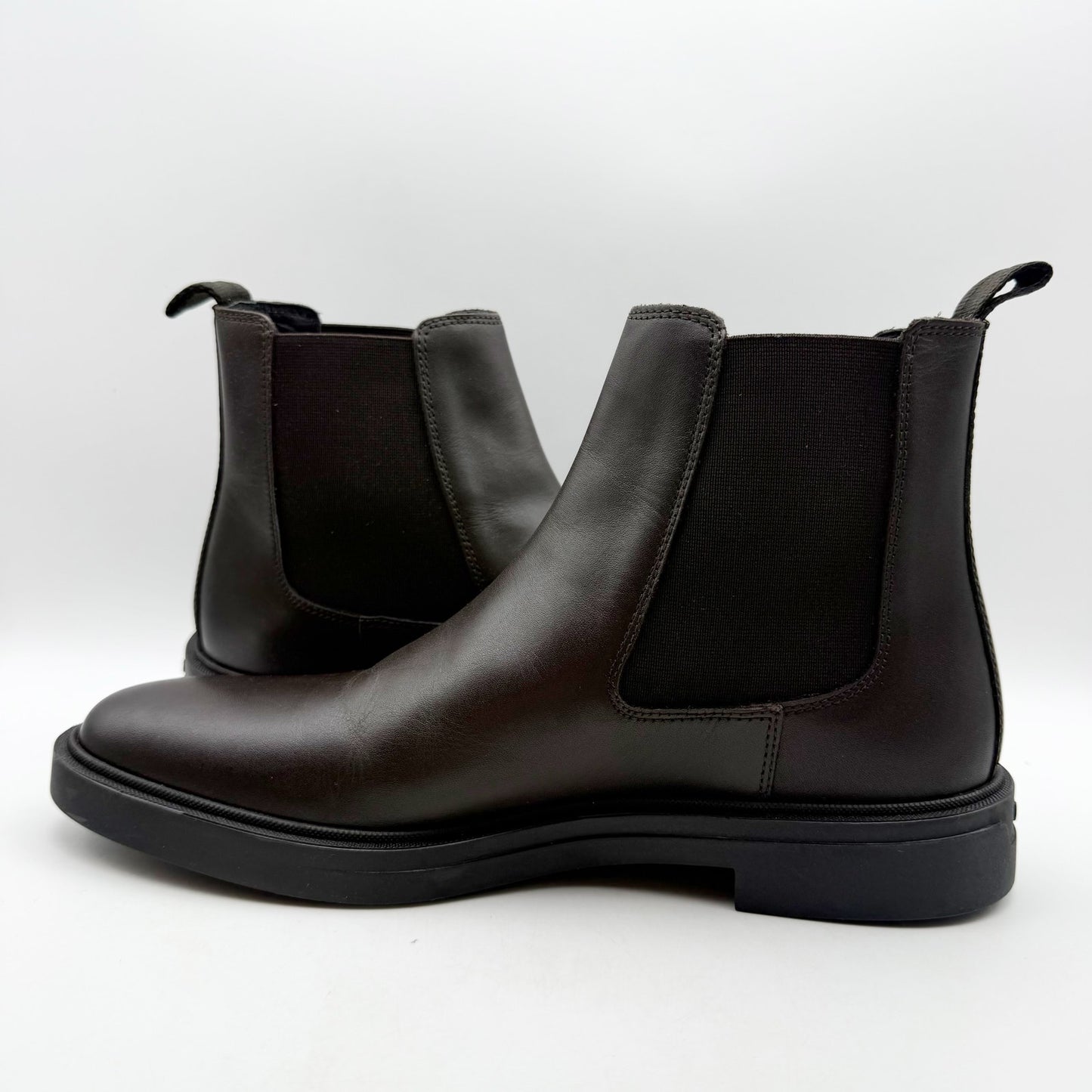 Boss Mens Calev Chelsea Ankle Boots EU 40 US 7 Dark Brown Leather NWOB