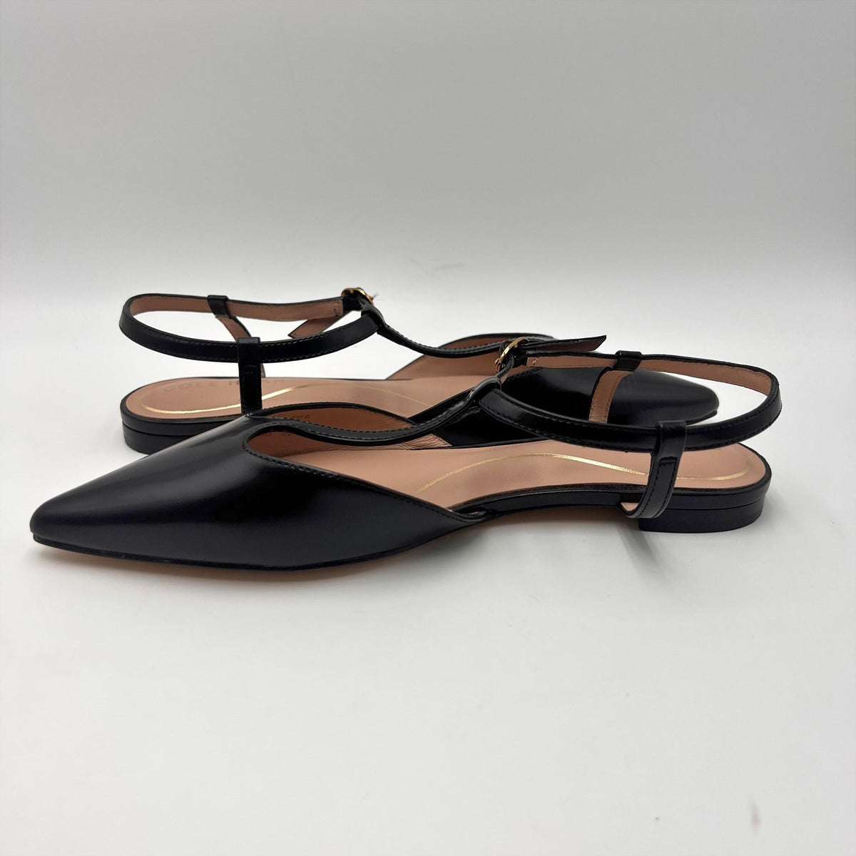 Cole Haan Womens Marlah T-Strap Heels Size 6.5 B Black Leather NWOB