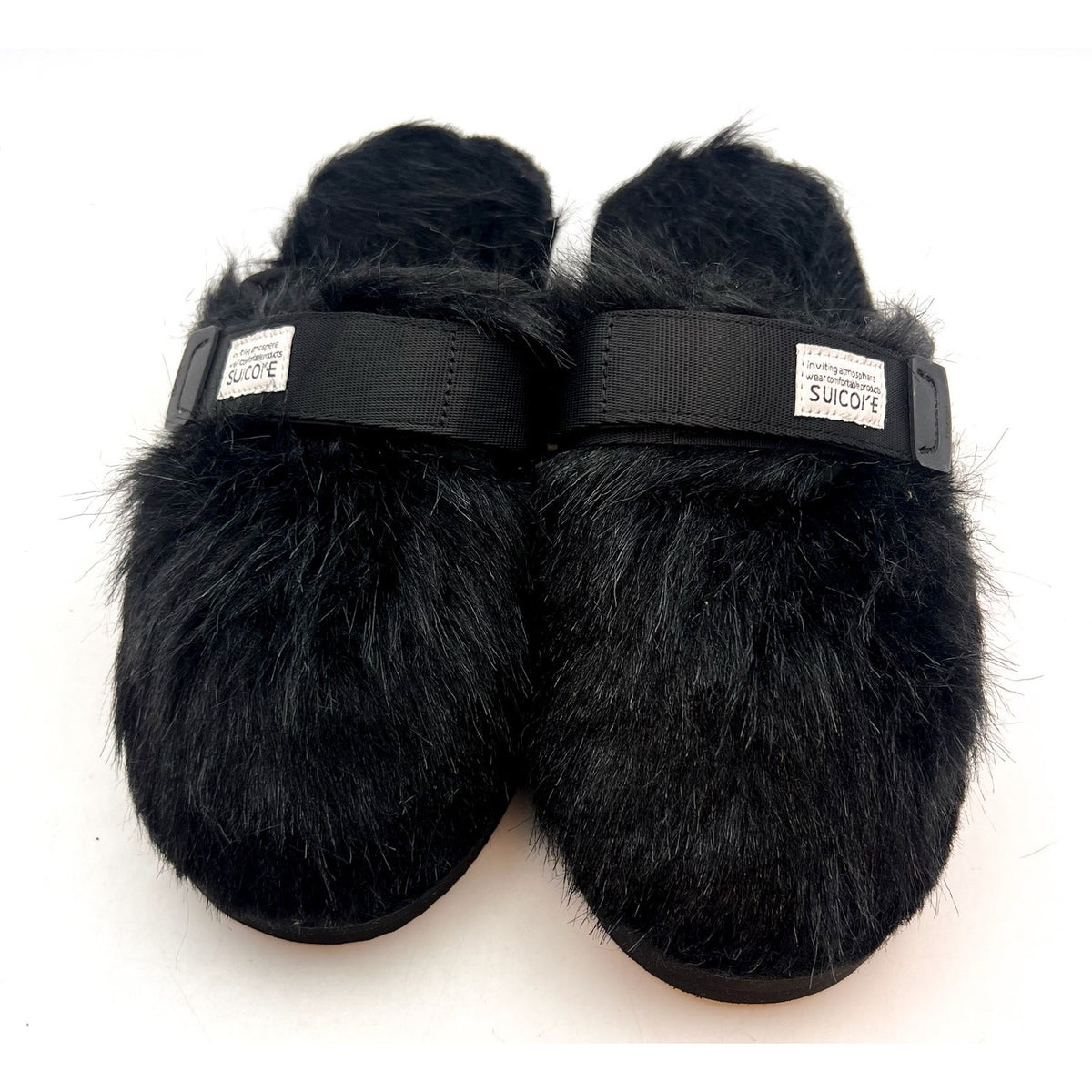 SUICOKE Womens Zavo Faux Fur Slide Clogs Size 7 EU 36 Black Faux Fur NWOB