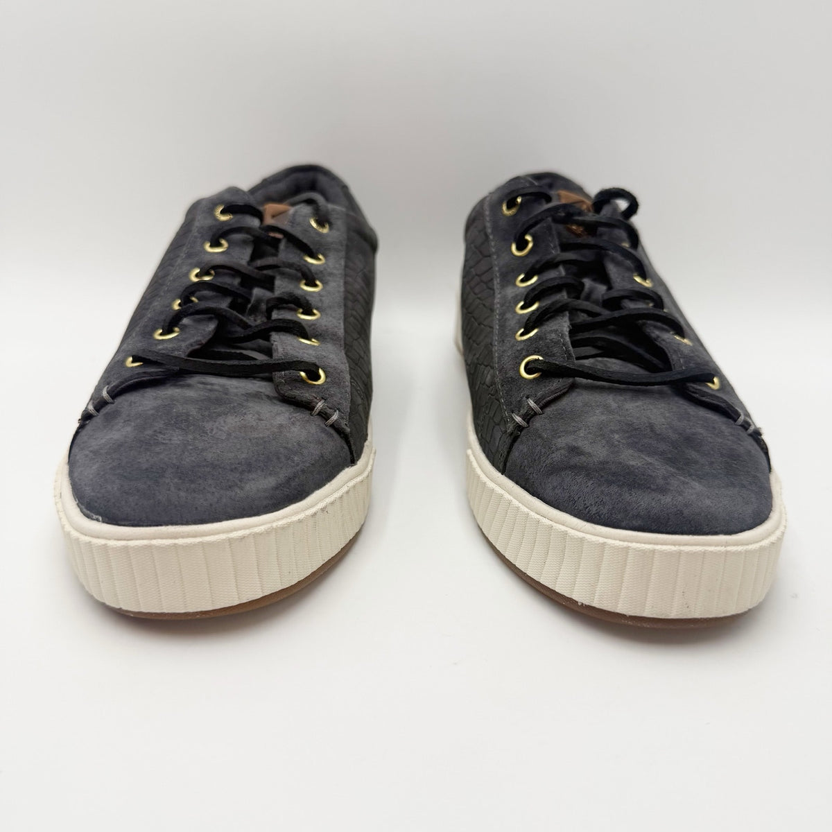 SPERRY Womens Anchor Plushwave Sneakers Size 11 Black Croc Embossed Suede NWOB