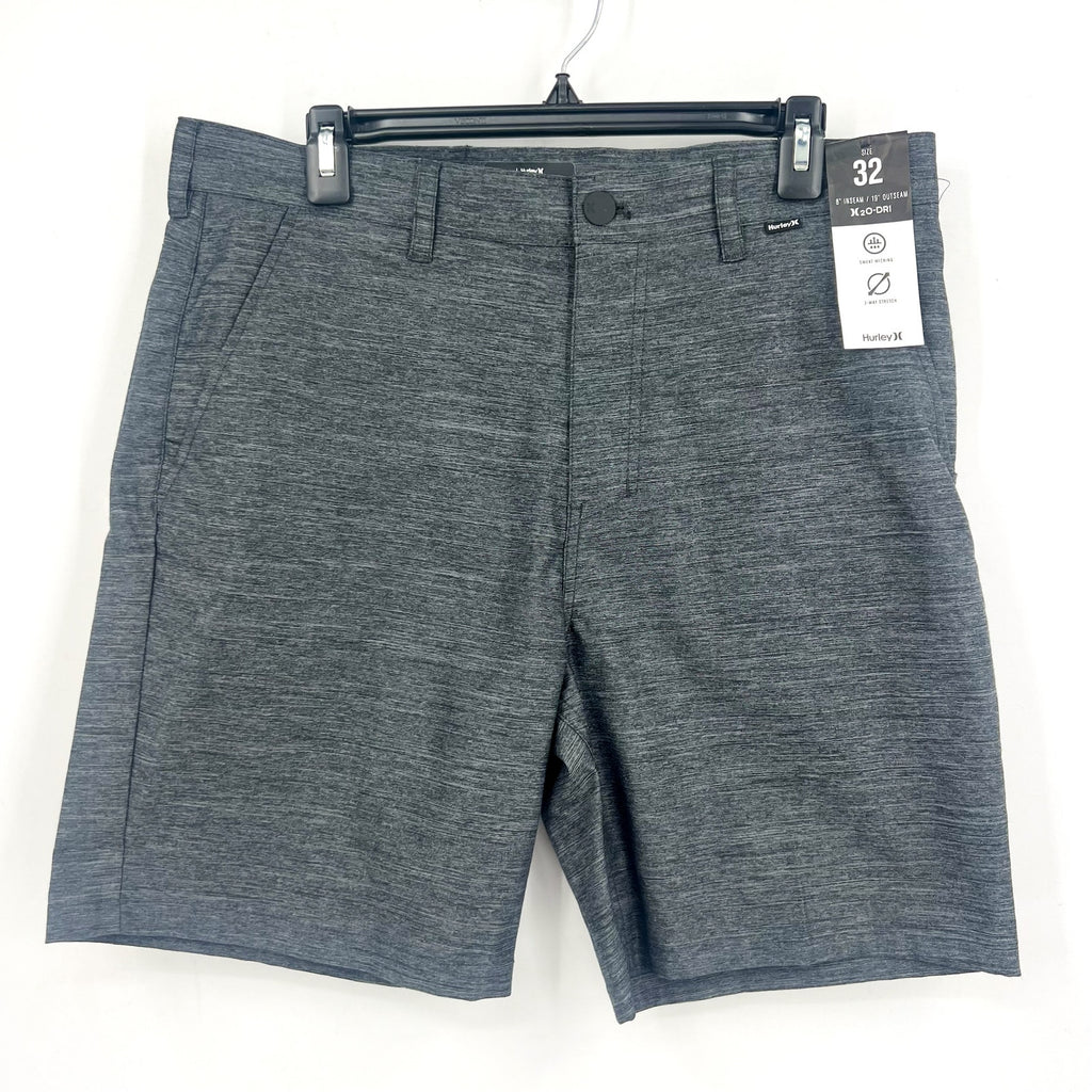 HURLEY Mens H2O-Dri Breathe 19" Walk Shorts Size 32 Black Heather 7" Inseam NWT