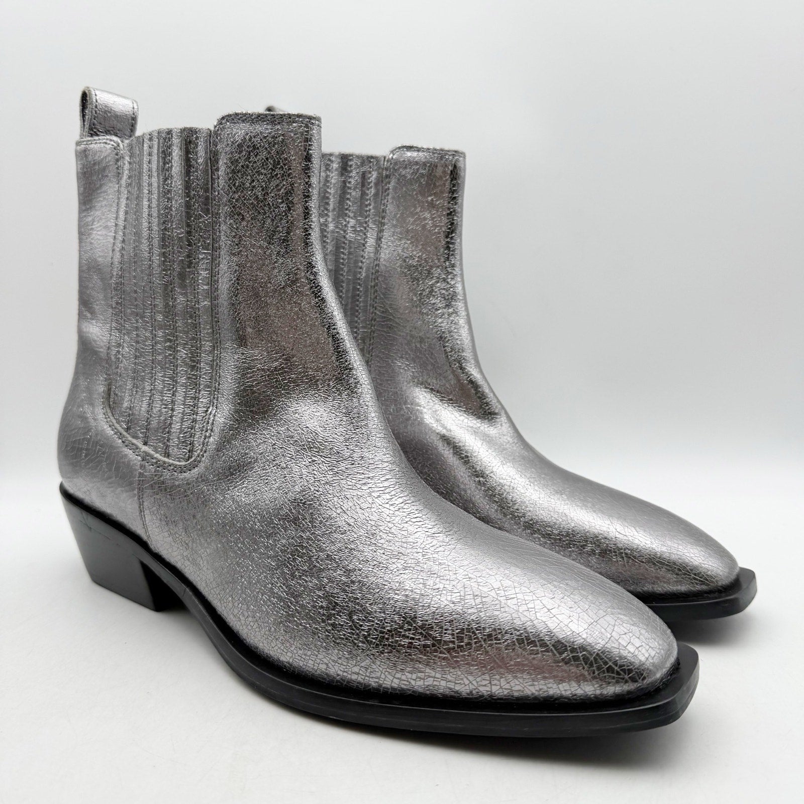 Seychelles Womens Hold Me Down Chelsea Ankle Boots US 10 Silver Leather NWOB