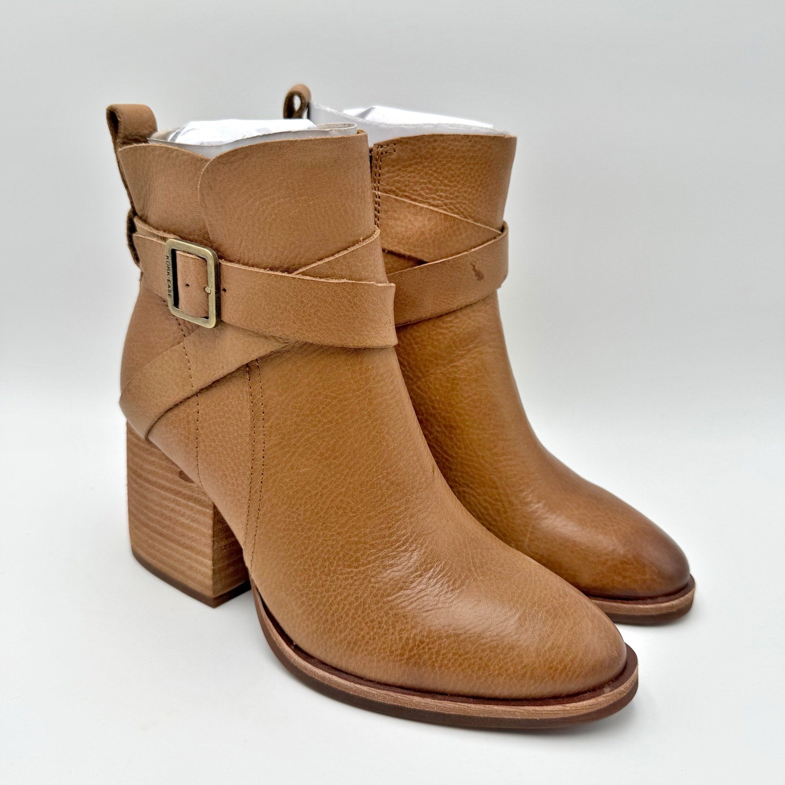 Kork-Ease Womens Joelle Heeled Ankle Booties US 6 M EU 36.5 Brown Leather NIB