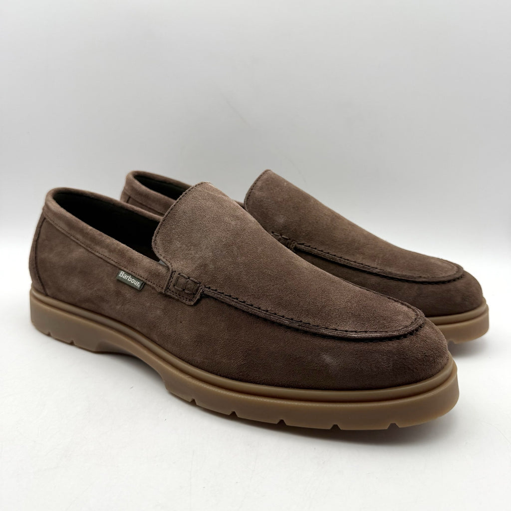 Barbour Mens Carty Loafer US 12 EU 45 Brown Suede Slip On NIB