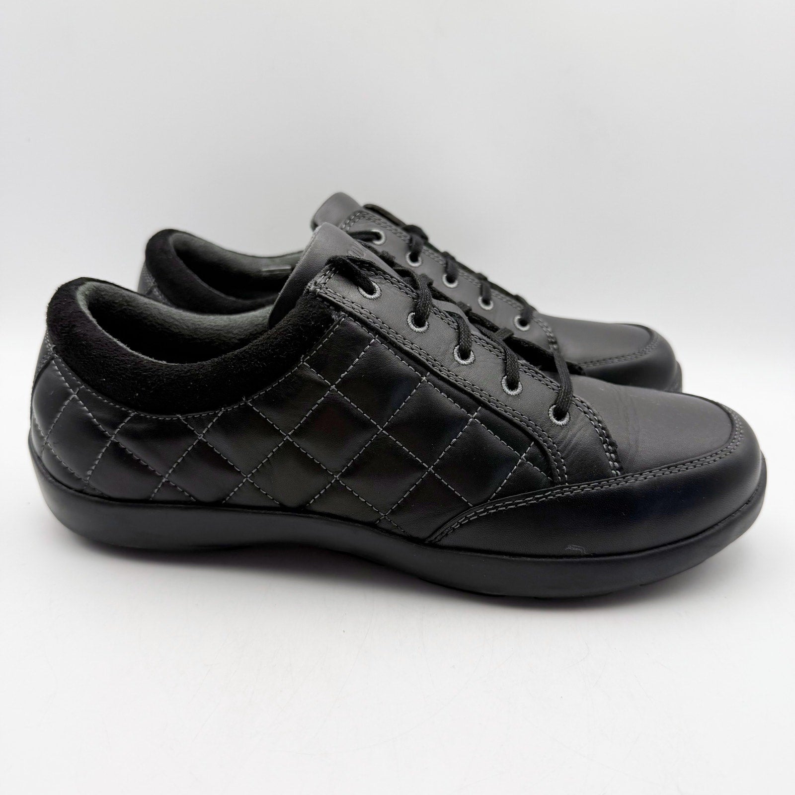 Anodyne Womens No. 75 Casual Sport Sneaker US 9.5 Wide EU 39.5 Black Leather