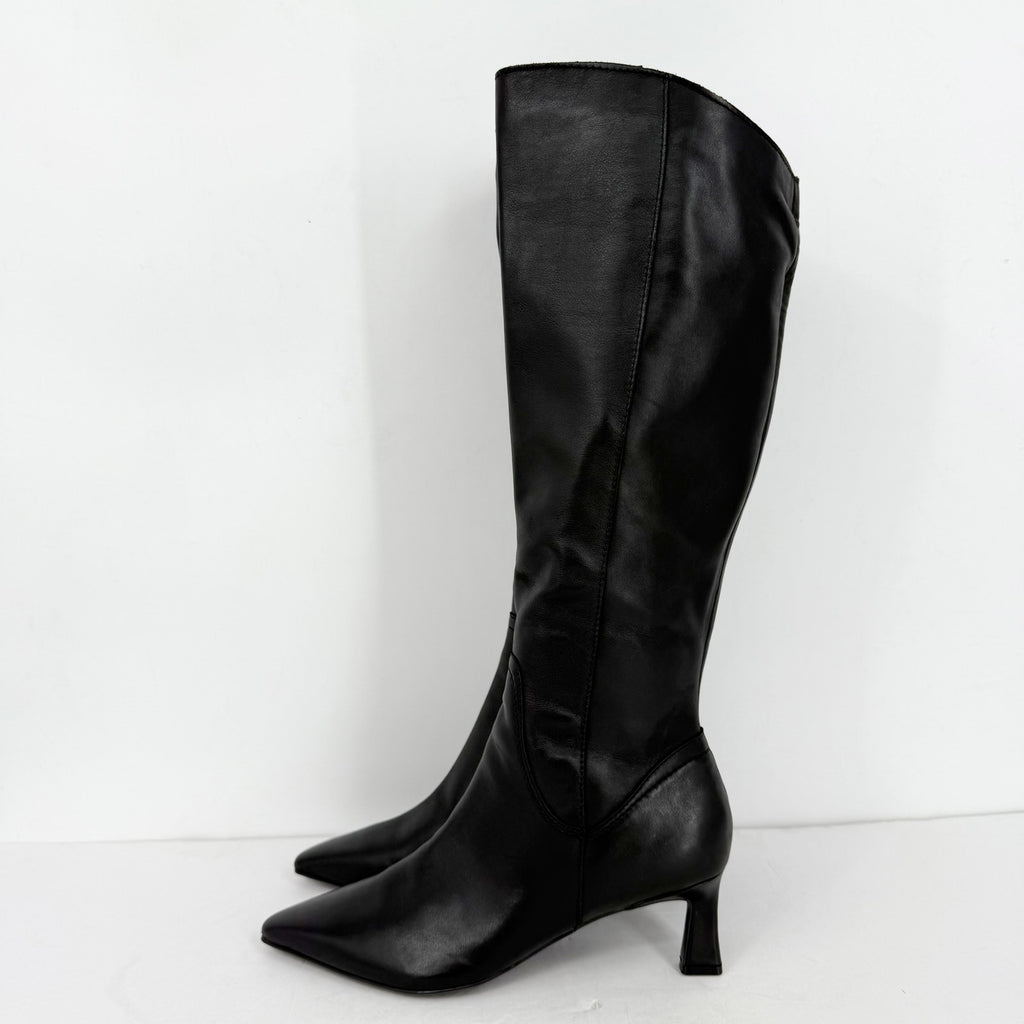 Naturalizer Women Deesha Knee High Boots US 7.5 WIDE Wide Calf Black Leather NIB