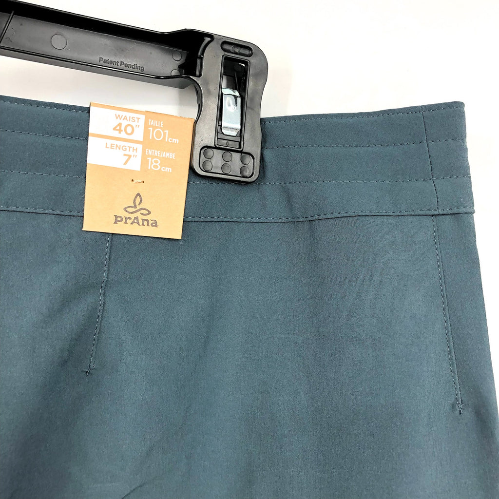 PRANA Men's Fenton Board Shorts Size 40 Grey Blue 7" Inseam Drawcord Swim NWT