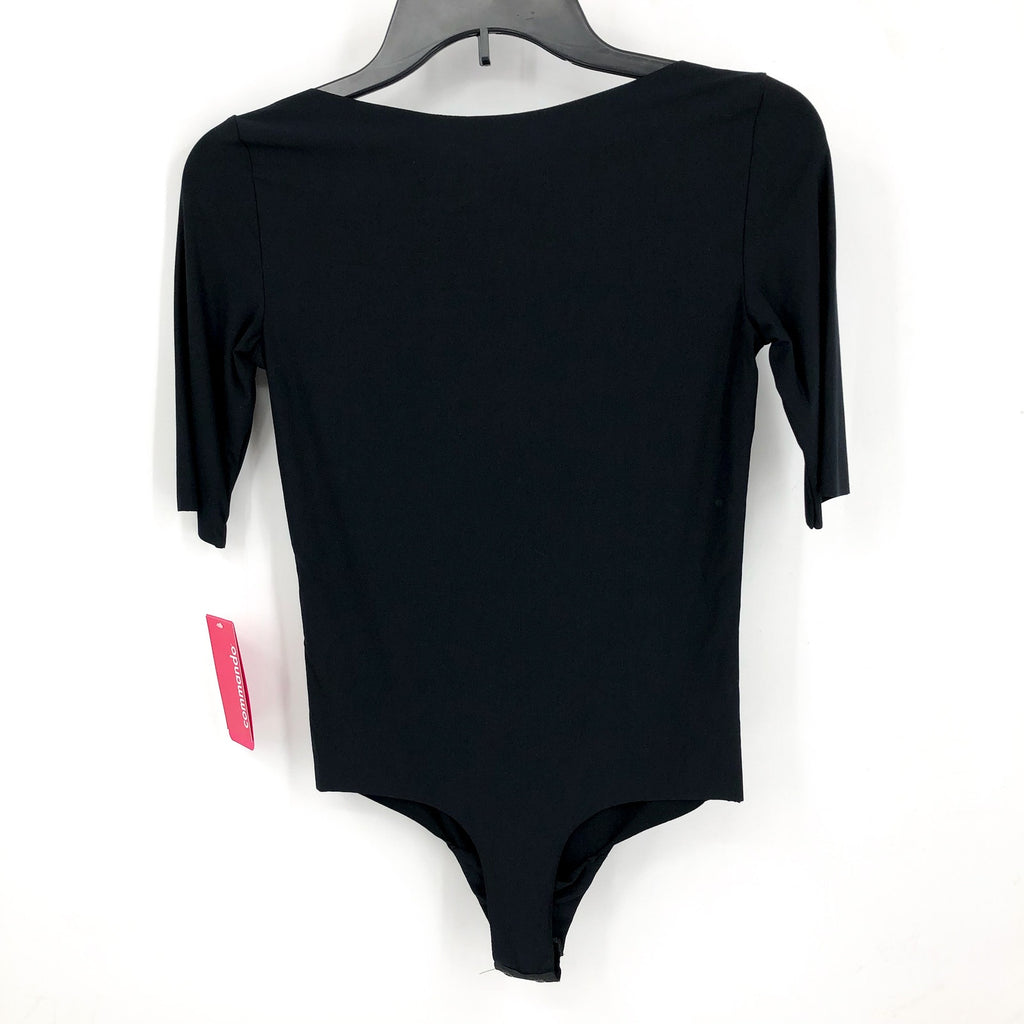 COMMANDO Women's Butter Boatneck Bodysuit XS Black Short Sleeve NWT