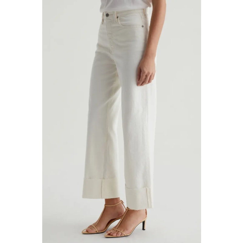 AG ADRIANO GOLDSCHMIED Kora Wide Leg Jeans Size 28 US 6 White 01 YRS Powder NWT