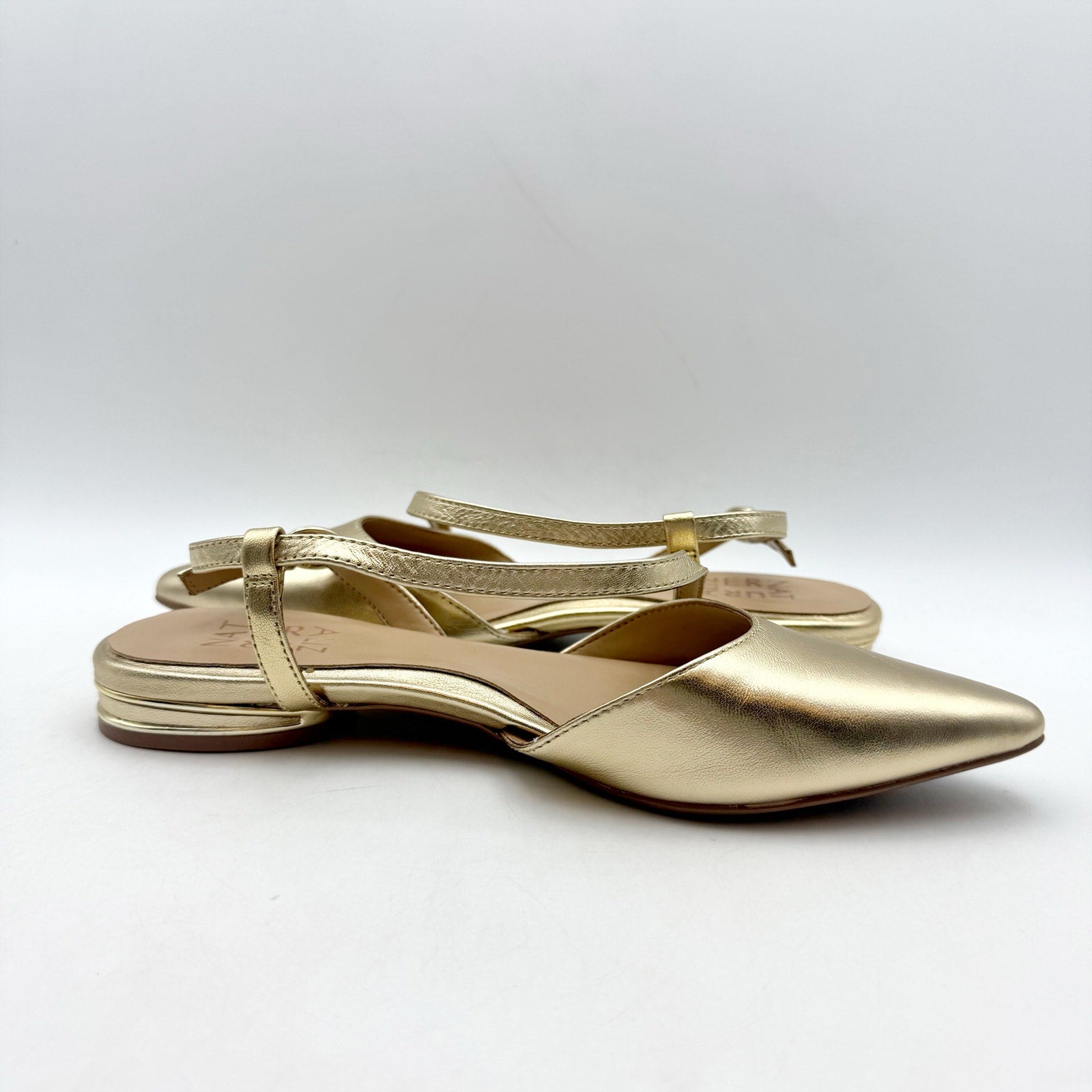 Naturalizer Womens Hawaii Slingback Flats US 5.5 M EU 35.5 Gold Leather NIB