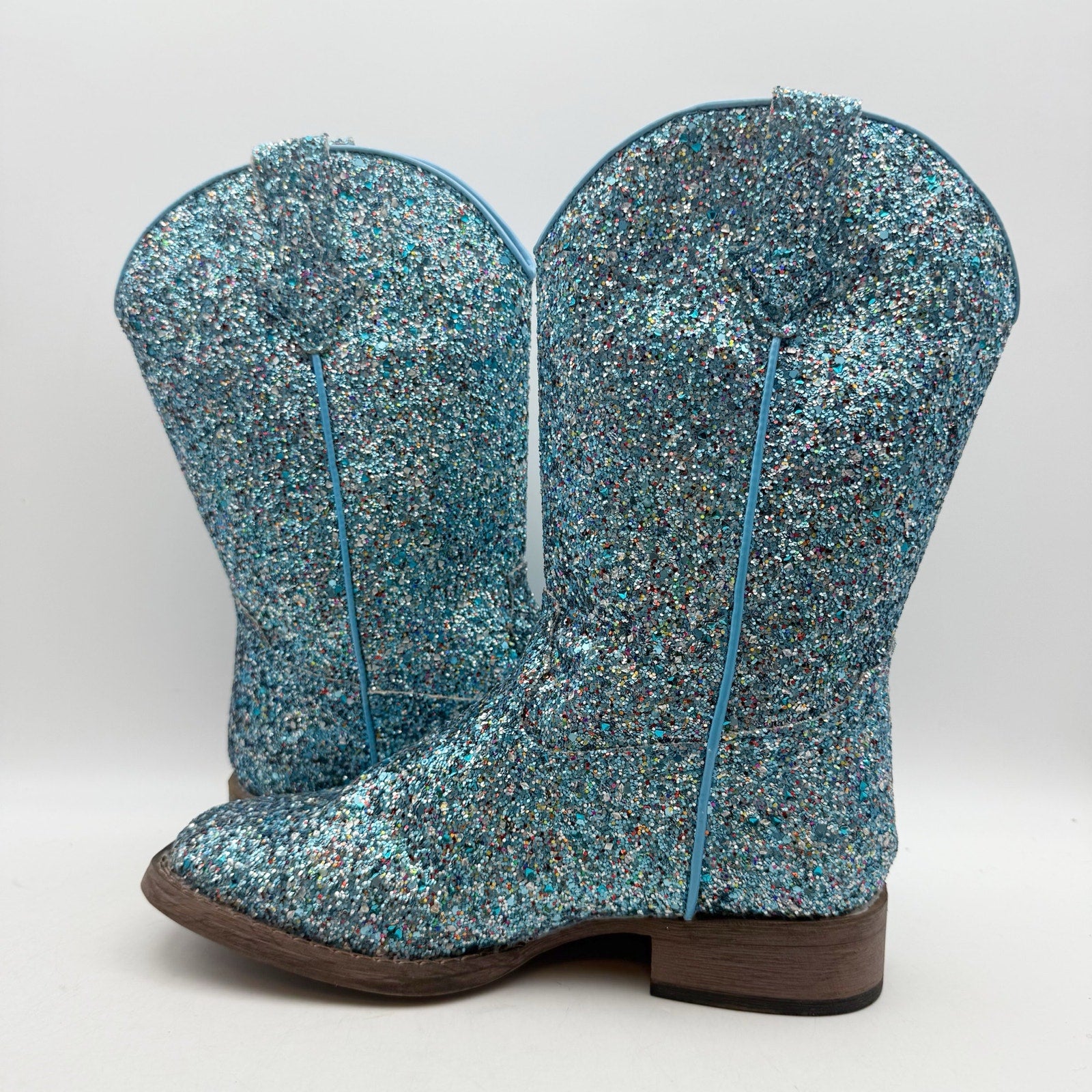 Roper Girls Glitter Galore Western Boots Size 3 EU 33.5 Blue NWOB
