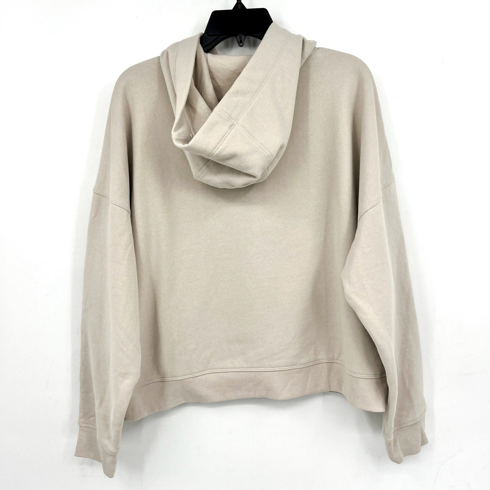 DKNY Women's Sequin Hoodie Medium Taupe Beige Pullover Sweatshirt NWT