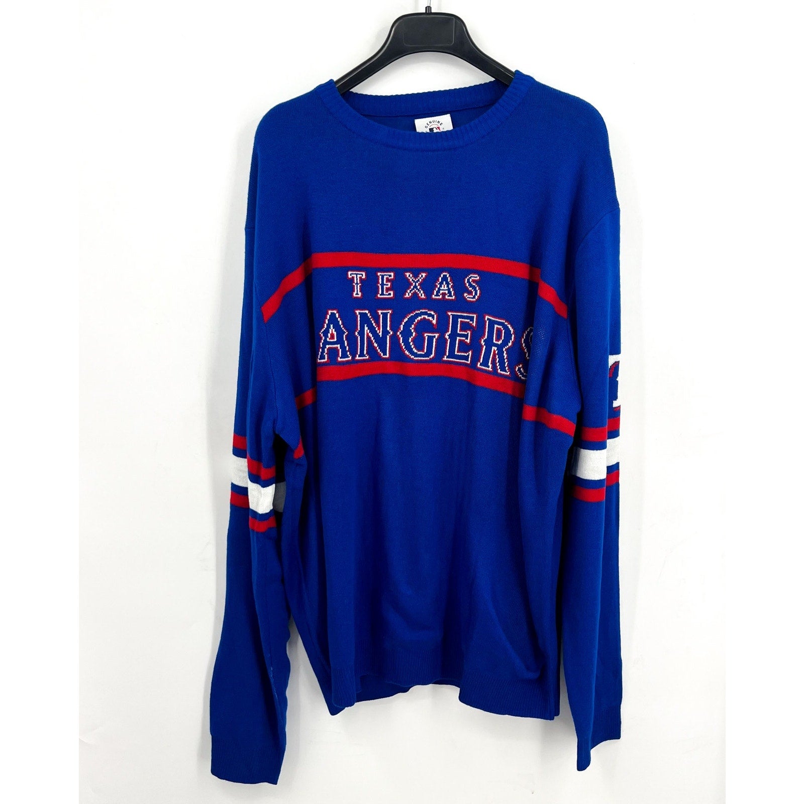 MLB GENUINE MERCHANDISE Mens Texas Rangers Crew Sweater 2XL Dark Blue Red NWT