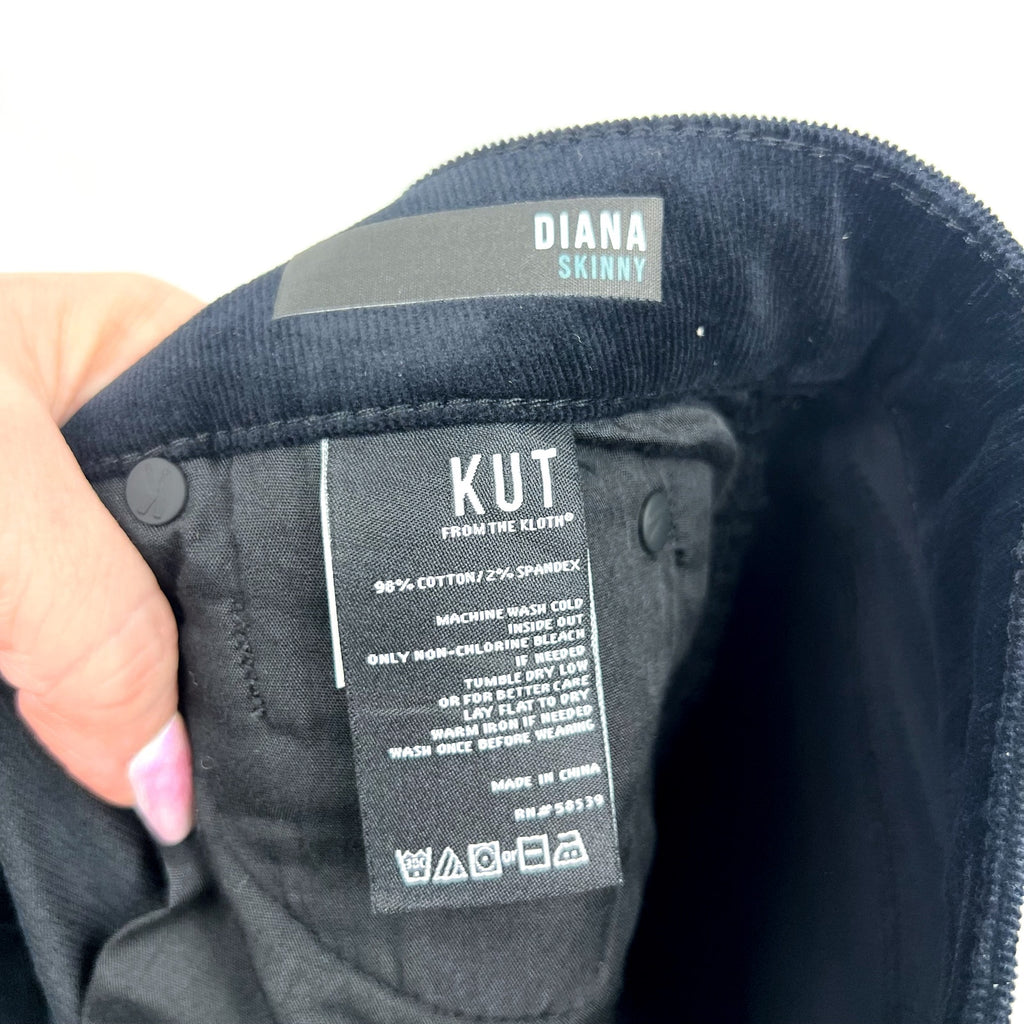 KUT FROM THE KLOTH Women's Diana Skinny Jeans Size 6 Black Corduroy NWT