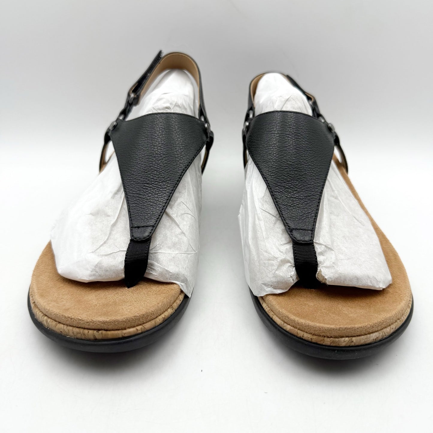 Vionic Womens Kirra II Wedge Sandals US 8 EU 38.5 Black Leather NIB