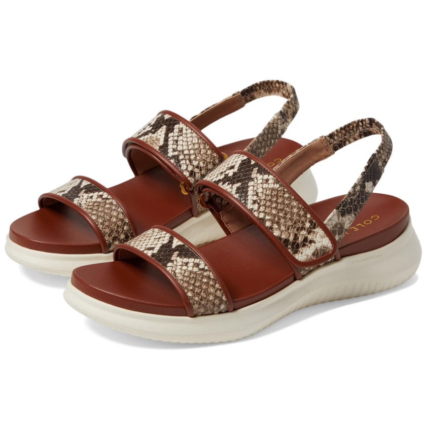 Cole Haan Womens Zerogrand Meritt Sandals Size 6 Brown Snake Print Leather NWOB
