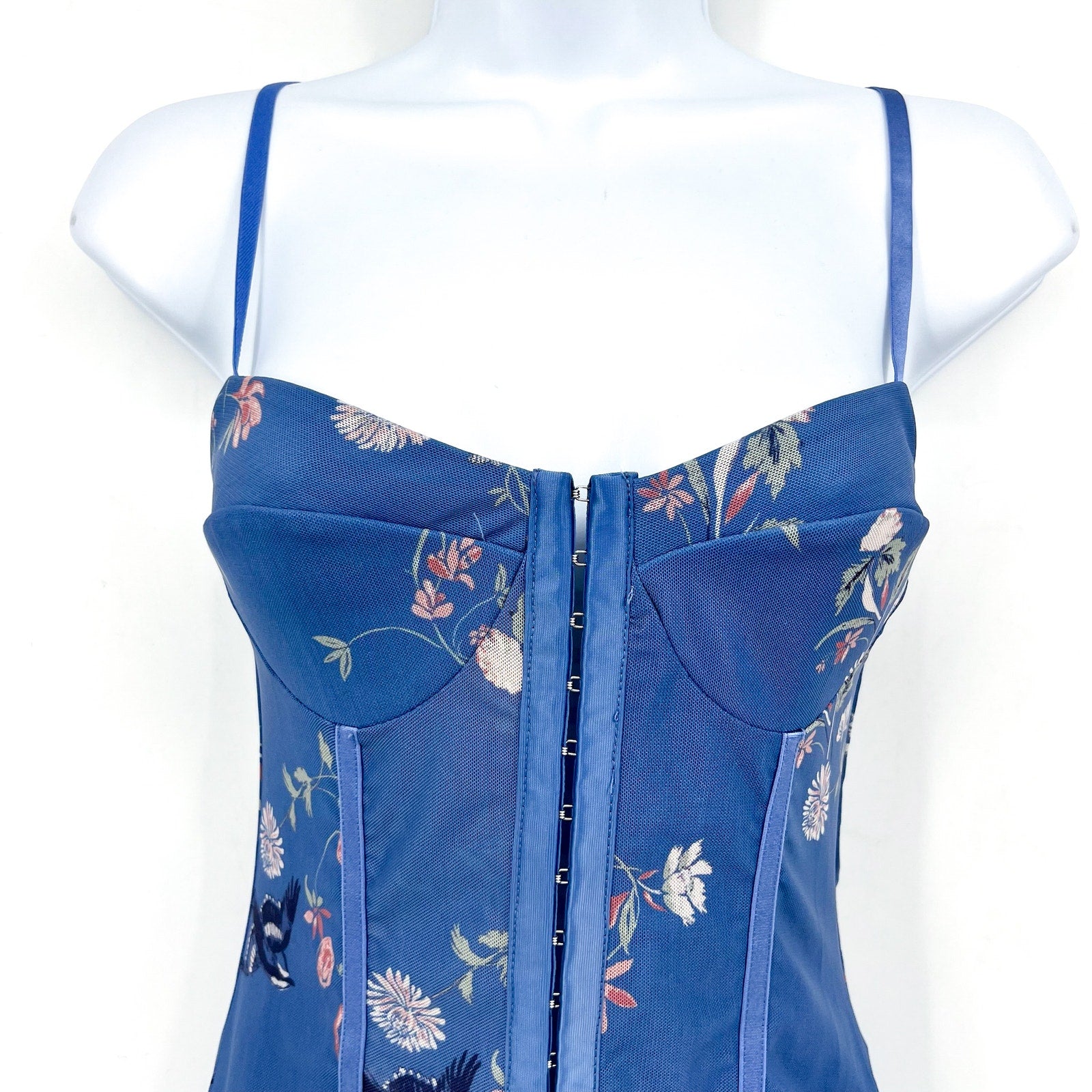 FREE PEOPLE X INTIMATELY FP Night Rhythm Bodysuit Small Blue Floral Corset NWT