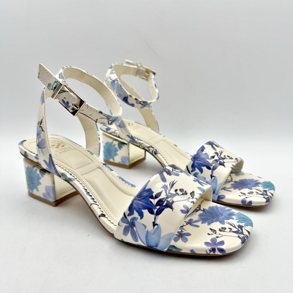 Vince Camuto Womens Acaylee Heeled Sandals US 6.5 M EU 37 Blue Floral NIB
