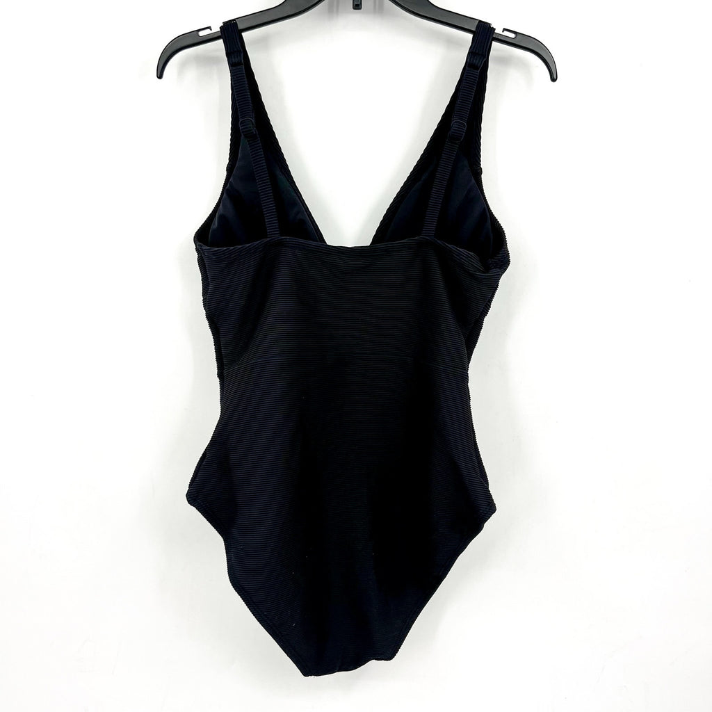 TOMMY BAHAMA Ocean Point One-Piece Swimsuit Size 16 Black Over-the-Shoulder NWT