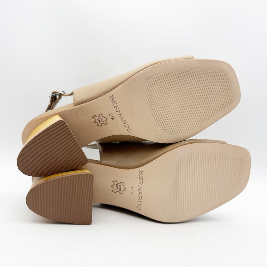 Bernardo Womens Lainey Heeled Sandals Size 8 M Tan Beige Leather NWOB