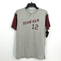 WES & WILLY  Boys Texas A&M Baseball Henley Tshirt Large Grey Red NWT