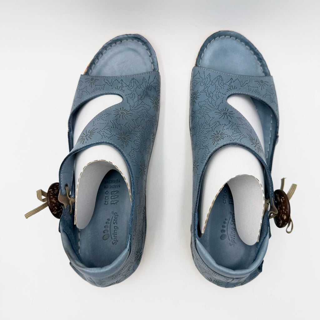 Spring Step Womens Lorelle Sandals EU 39 US 8.5-9 Blue Floral Leather Flats NIB
