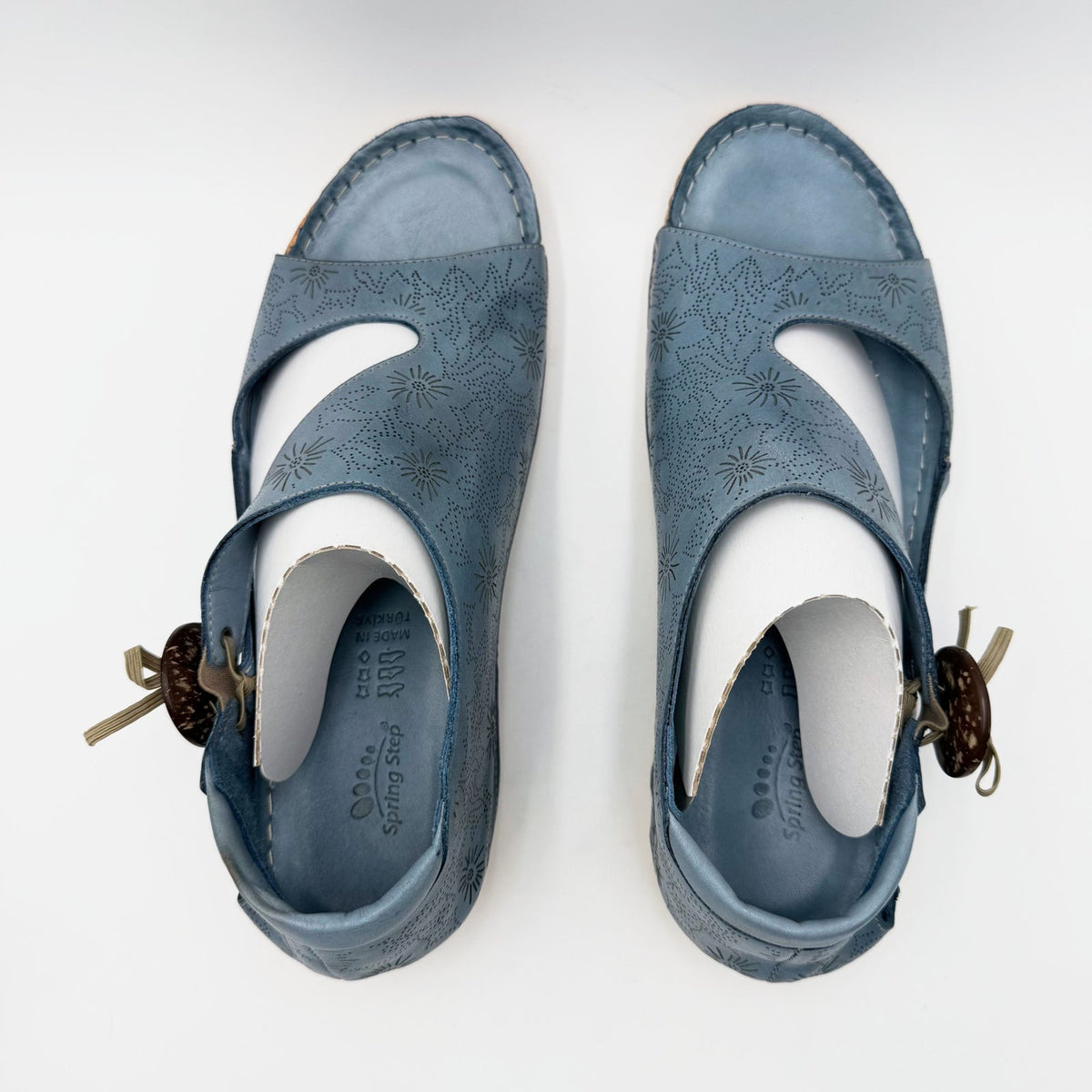 Spring Step Womens Lorelle Sandals EU 39 US 8.5-9 Blue Floral Leather Flats NIB