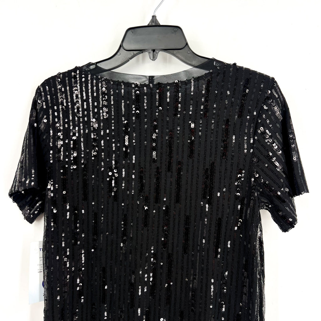 SANCTUARY Women's Sequin Perfect Tee XS Black Short Sleeve NWT