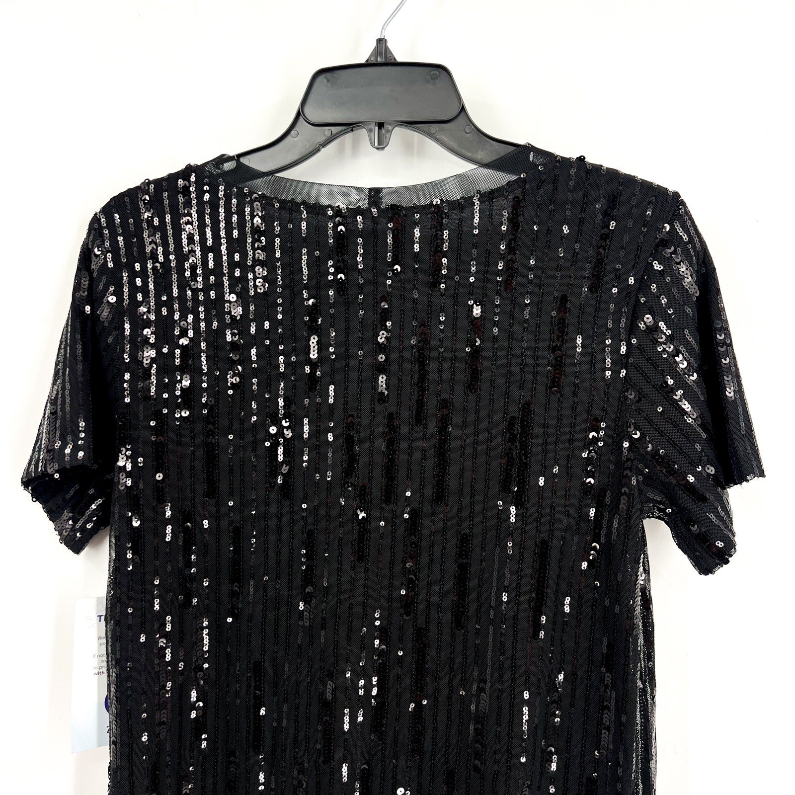 SANCTUARY Women's Sequin Perfect Tee XS Black Short Sleeve NWT