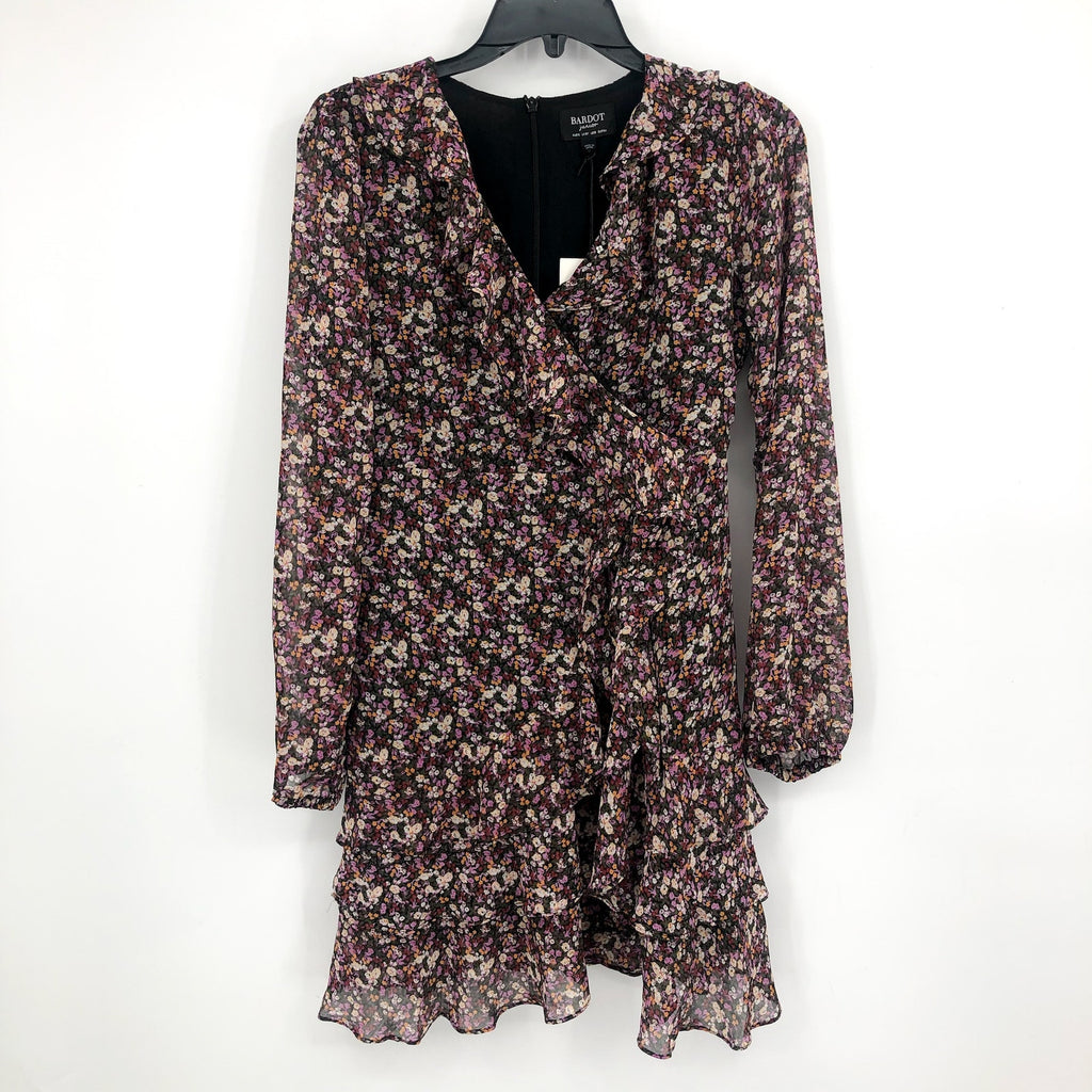BARDOT JUNIOR Girls Cassidy Wrap Dress Size 18 Black Pink Floral Long Sleeve NWT