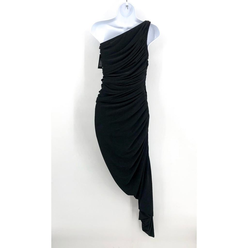 NORMA KAMALI Women's One Shoulder Diana Gown Large Black Asymmetric NWT
