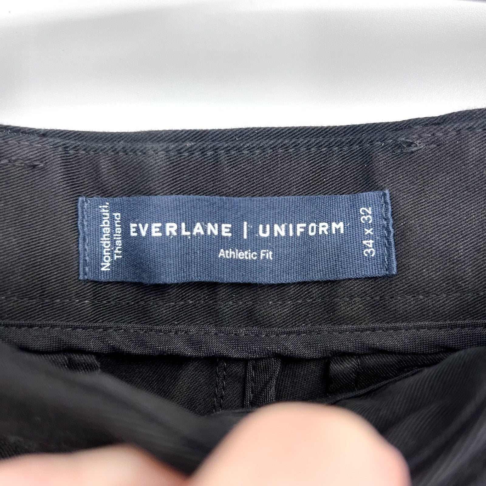 EVERLANE Uniform Mens Performance Chino Pants 34x32 Black Athletic Fit NWT
