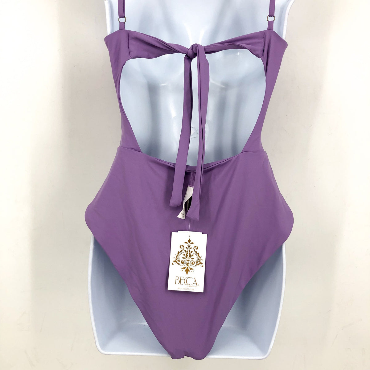 BECCA Color Code Sarai Plunge One Piece Swimsuit Medium Purple Cut Out NWT