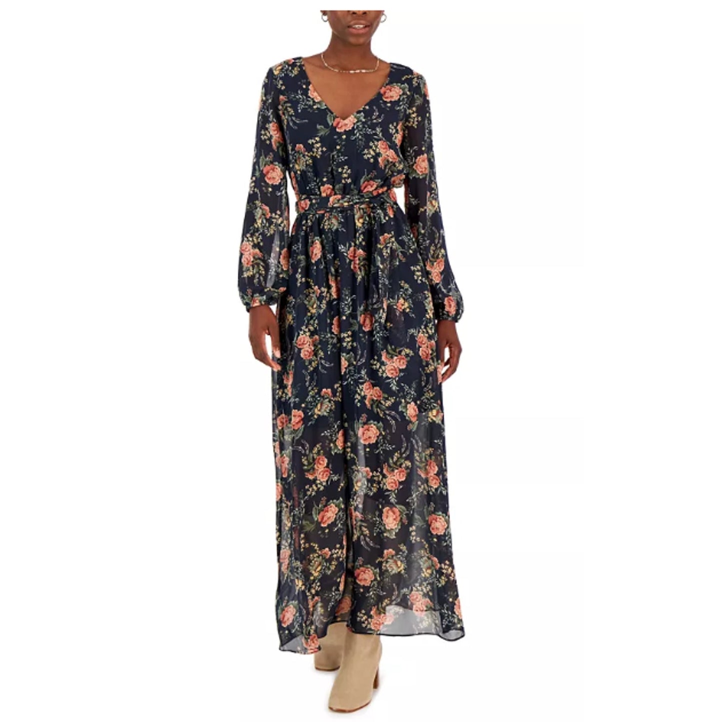 I.N.C. INTERNATIONAL CONCEPTS Maxi Dress 8 Blue Print Tidal Floral Boho NWT