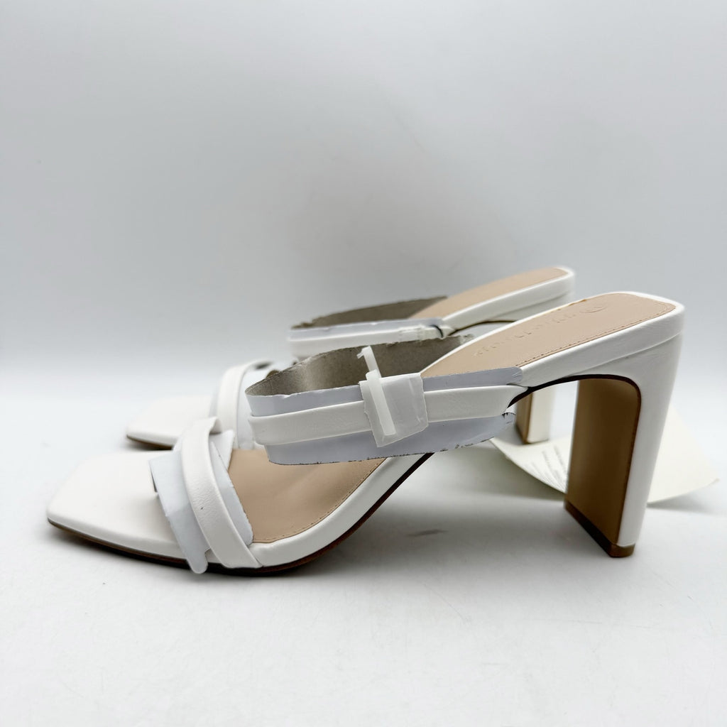 The Drop Womens Avery Heeled Sandals Size 7 White 2-Strap Block Heel NWOB