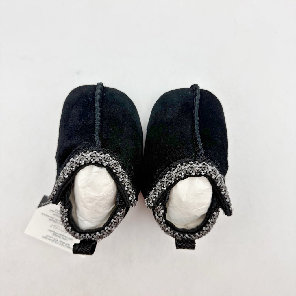 UGG Baby Tasman Slippers US 0/1 XS Black Suede NIB