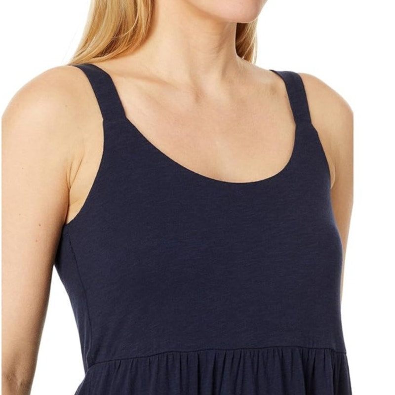 NIC+ZOE Tiered Maxi Tank Dress Large Dark Blue Cotton Blend Scoop Neck NWT