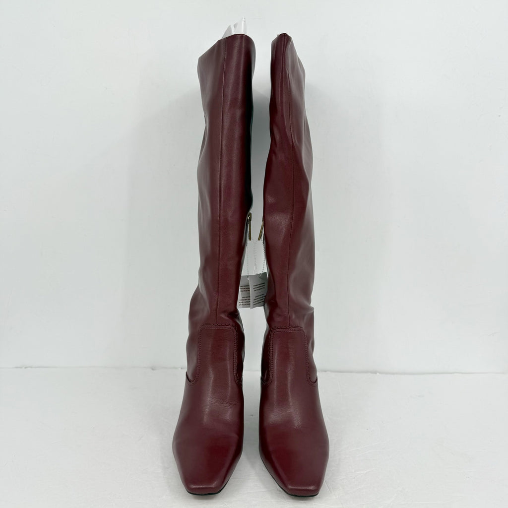 Franco Sarto Womens Bowman Knee High Boots Size 7.5 M Wide Calf Red Burgundy NIB