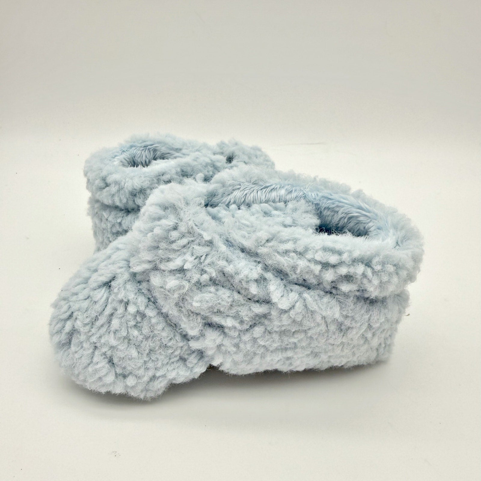 UGG Infant Bixbee Booties US 4-5 M Blue Vegan Fur Hook and Loop NIB