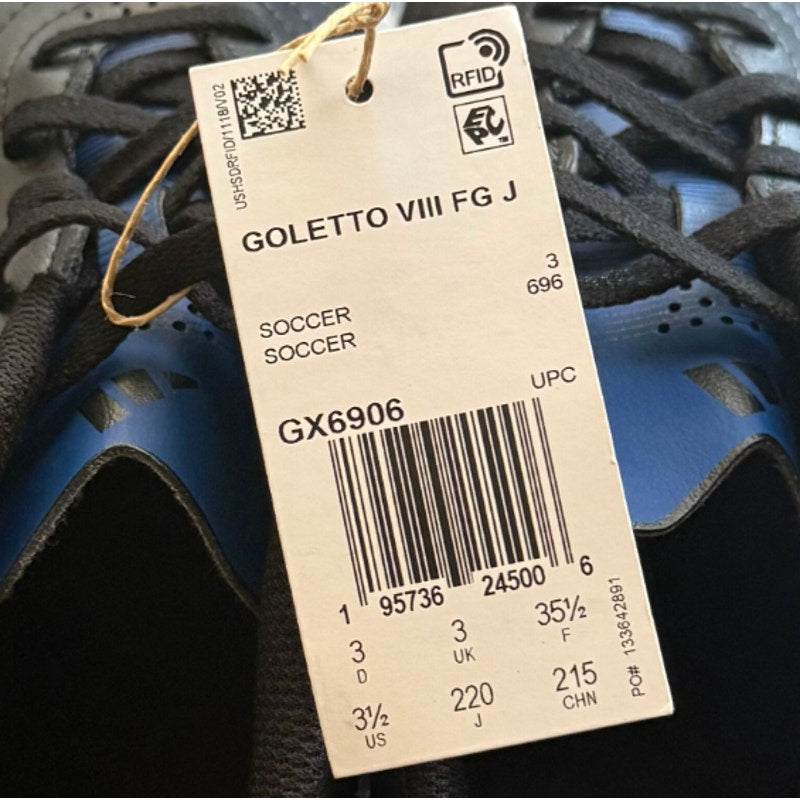 Adidas Youth Goletto VIII Firm Ground Soccer Cleats Size 3.5 Black Blue NWOB