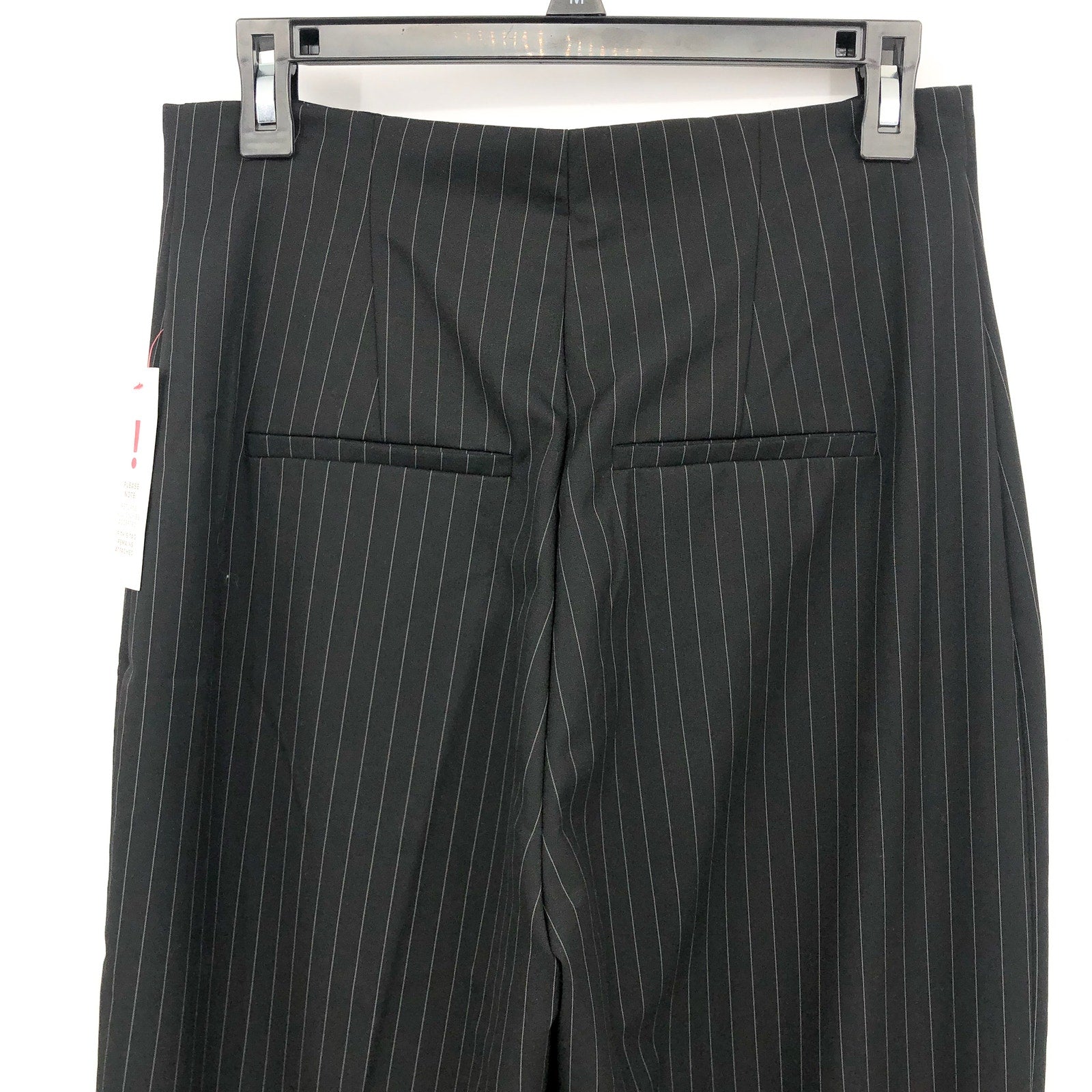 BARDOT Women's Pinstripe Wide Leg Pants US 8 Large Black High Rise NWT